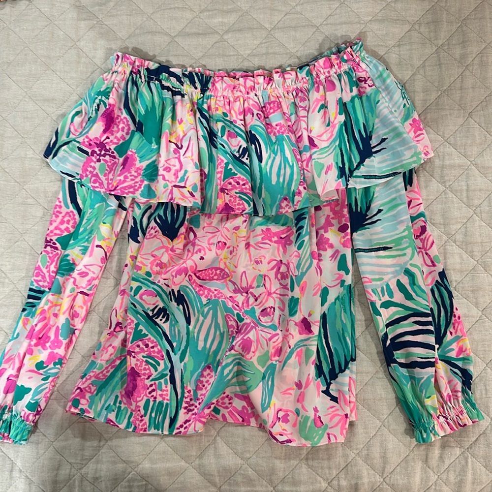 Lilly Pulitzer Off the Shoulder Blouse Size Small